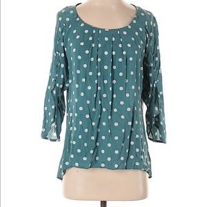 Anthropologie Maeve Teal Polka-Dot Top